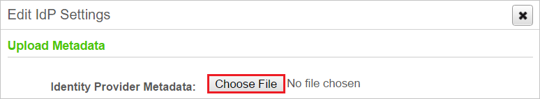 屏幕截图显示了“编辑 I d P 设置”，你可以在其中上传元数据。