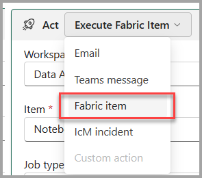 该屏幕截图显示了触发器列表中的 Fabric 项。