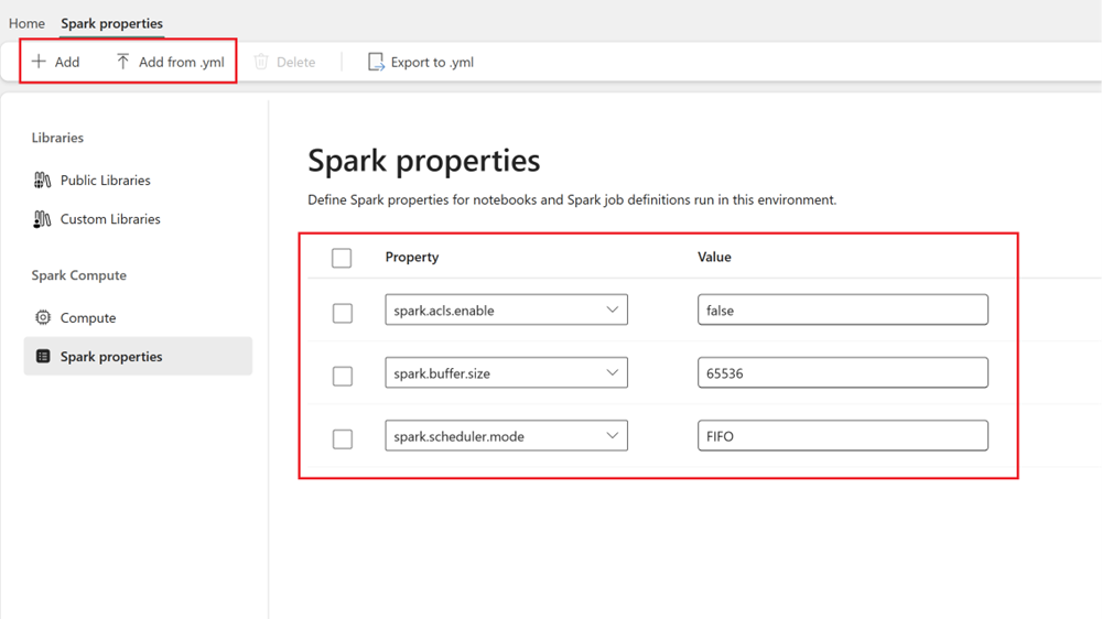 显示 Spark 配置的屏幕截图。