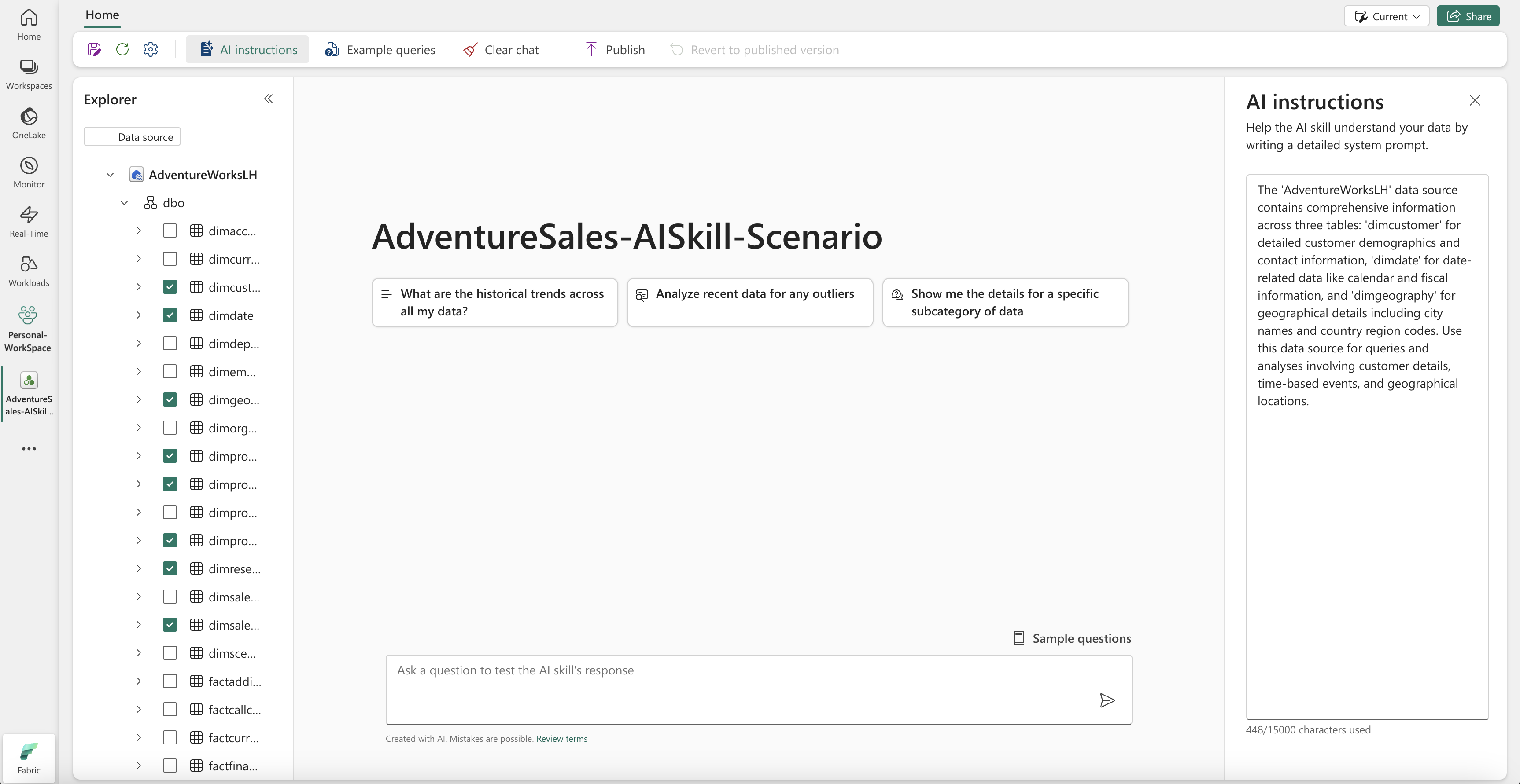 屏幕截图,其中显示了向 AI 提供说明的位置。