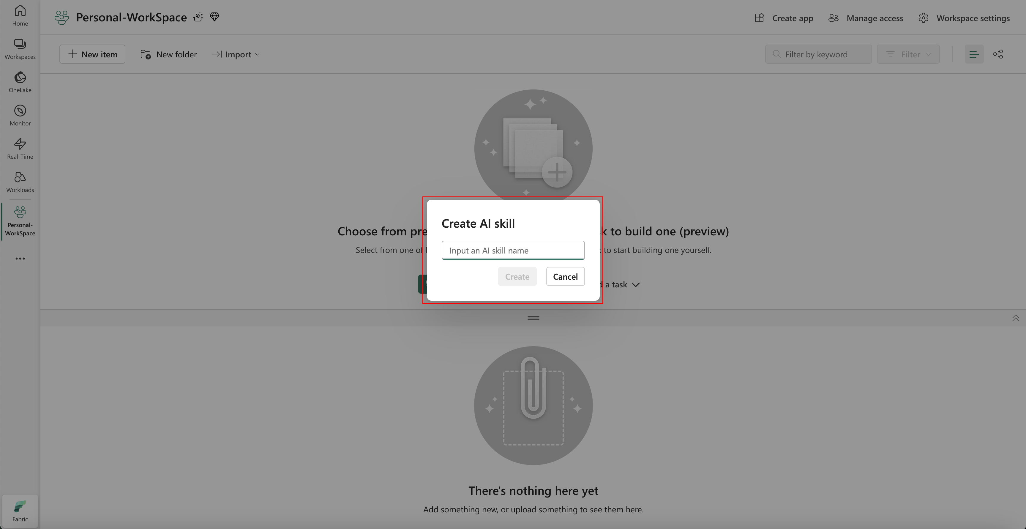 屏幕截图,其中显示了为 AI 技能提供名称的位置。