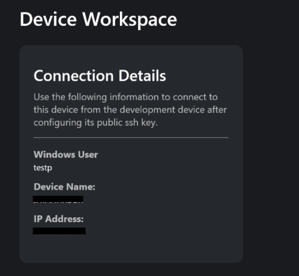 设备工作区连接详细信息