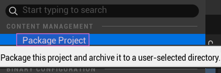 Unreal 编辑器中的“包”选项