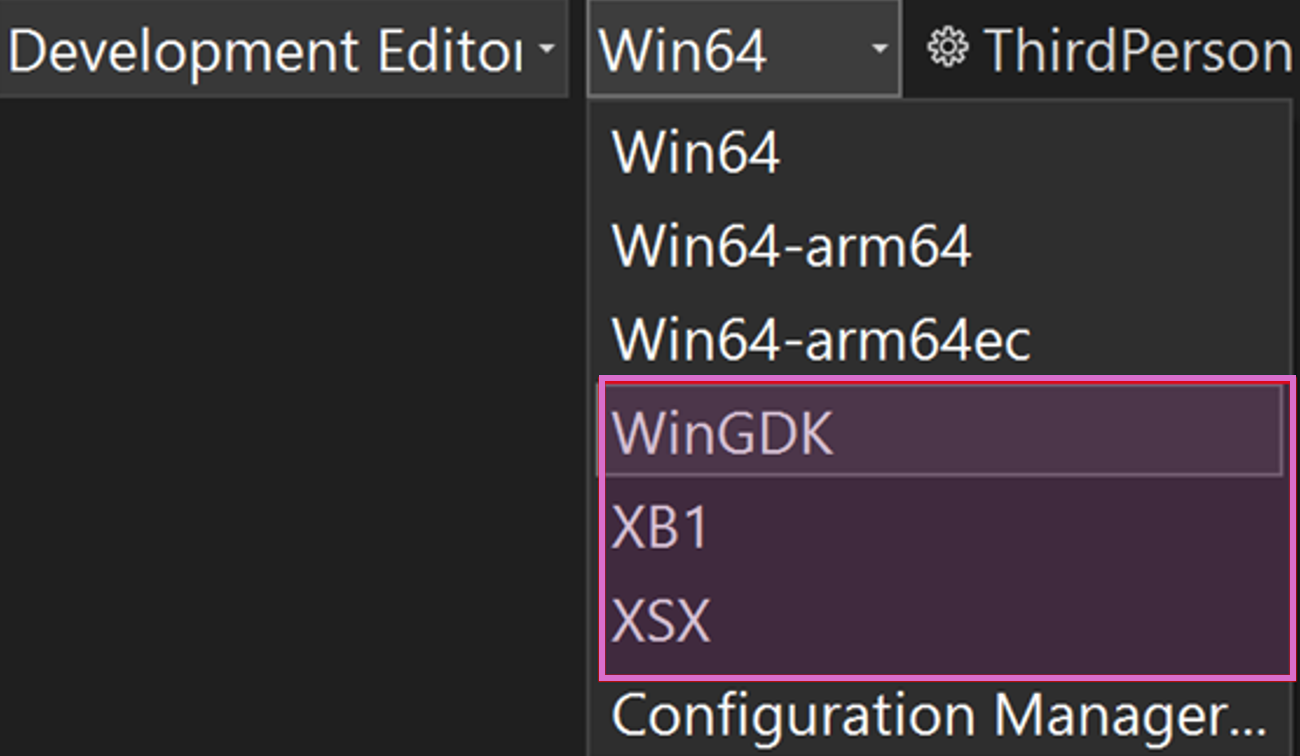 在 Visual Studio IDE 中Unreal Engine GDK 平台