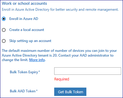 Join Azure AD or create a local account