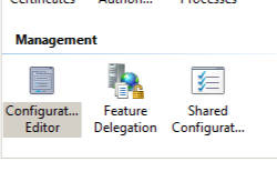 Screenshot of Server Home pane displaying Configuration Editor selected.