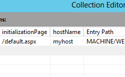 Screenshot that shows the Collection Editor pane. Host name is highlighted in the Properties box.
