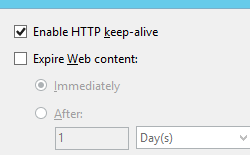 显示“设置常见 HTTP 响应标头”对话框的屏幕截图。已选择“启用 H T T P 保持活动状态”。