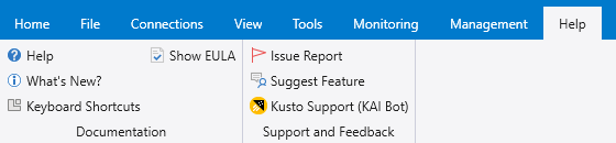 “帮助”选项卡的屏幕截图，其中显示了“文档”的选项。