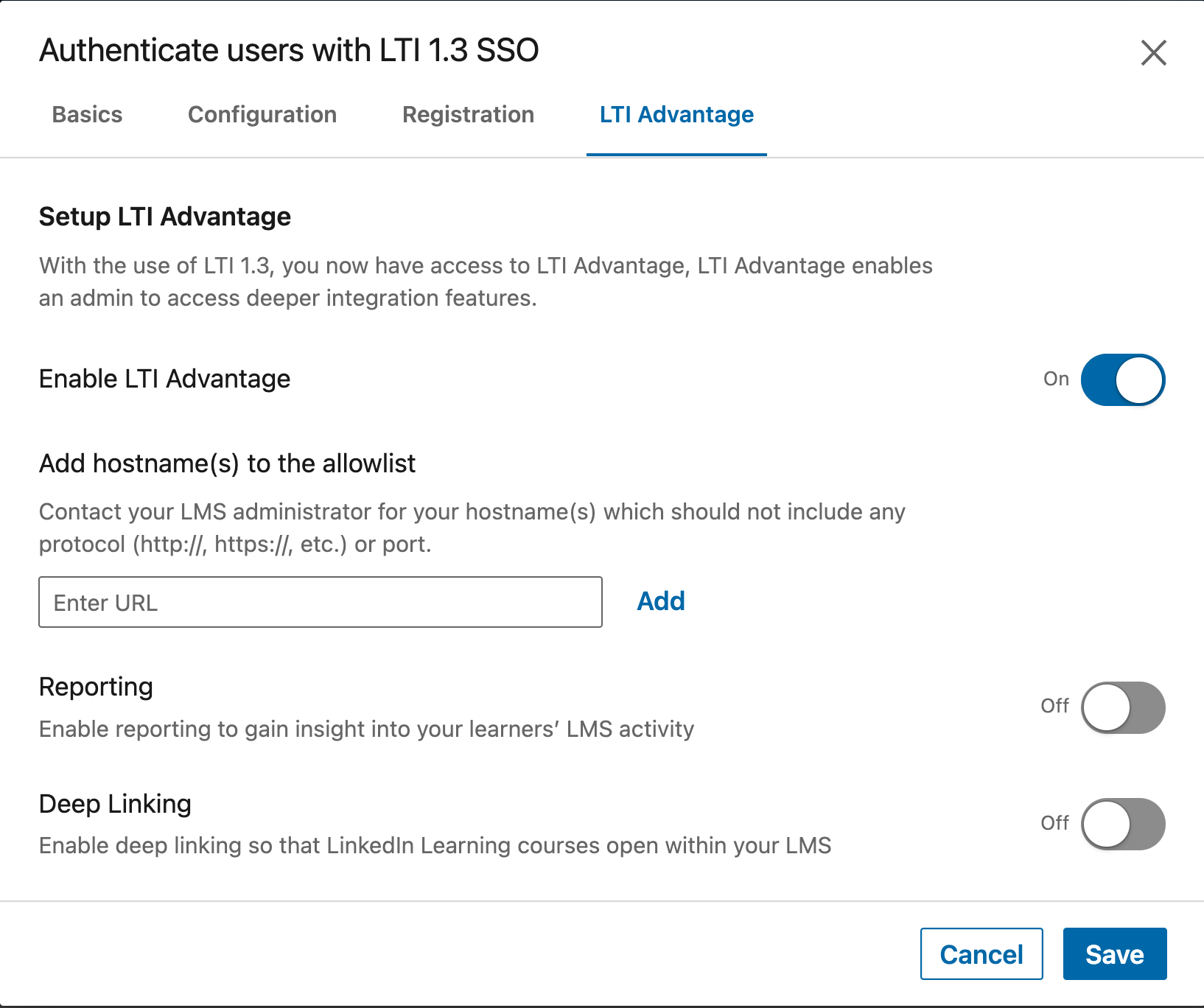 LTI Advantage Configuration