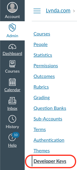 Canvas Developer Keys