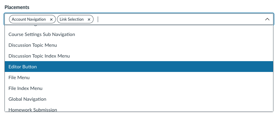 Placements Editor Button