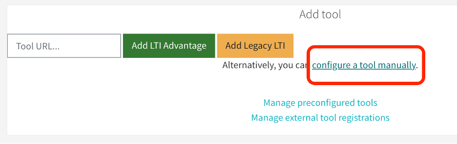 Moodle configure tool manually