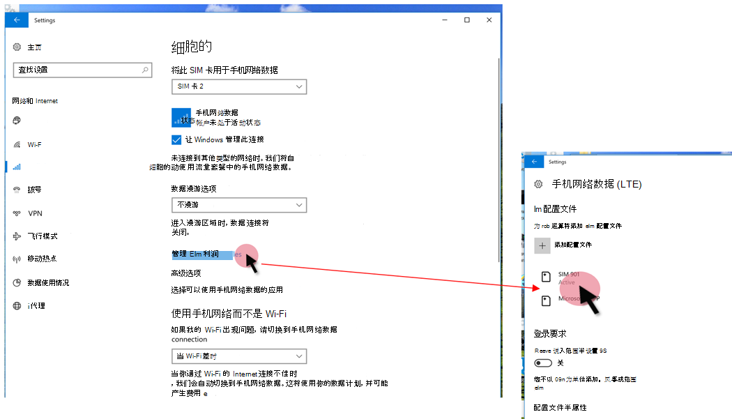 在设备设置中查看 eSIM 配置文件。