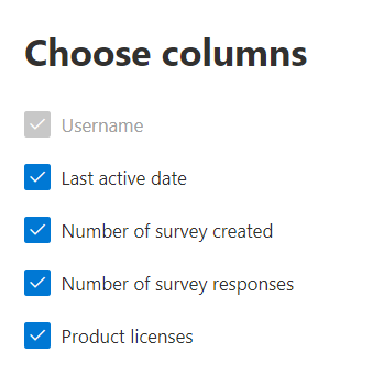 Dynamics 365 Customer Voice活动报表 - 选择列。