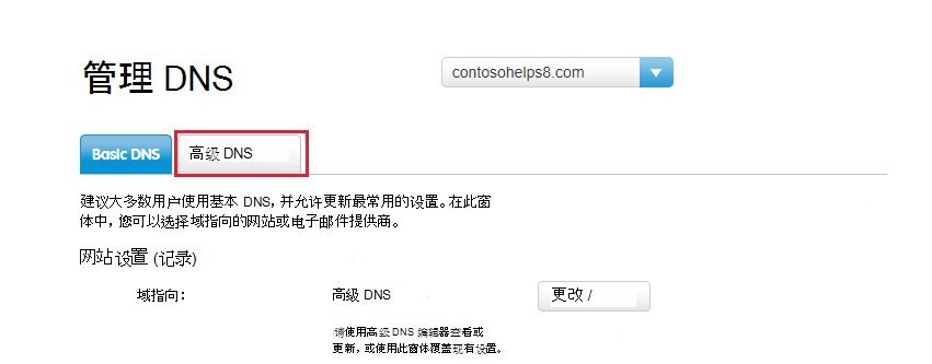 选择“高级 DNS”选项卡。