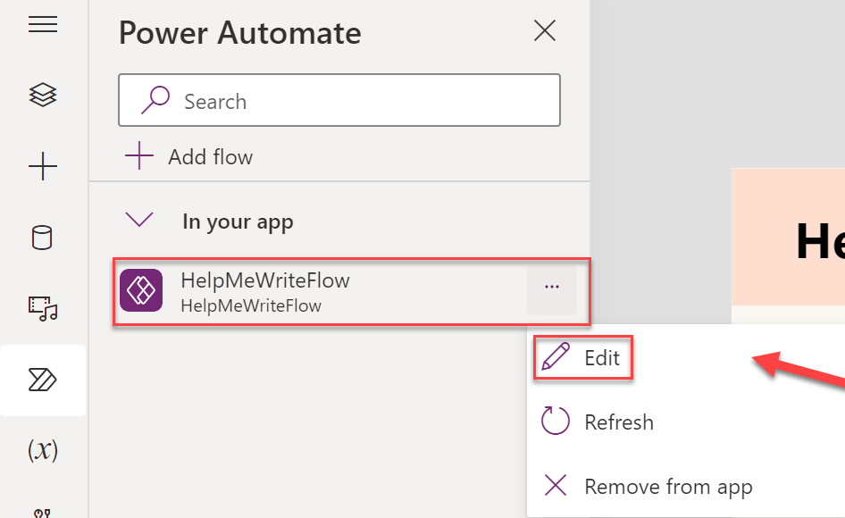 从 Power Apps 编辑 Power Automate Flow