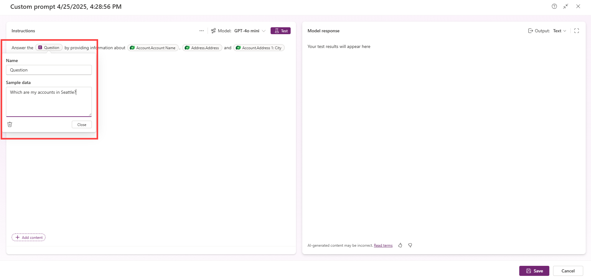 如何使用输入筛选知识的屏幕截图