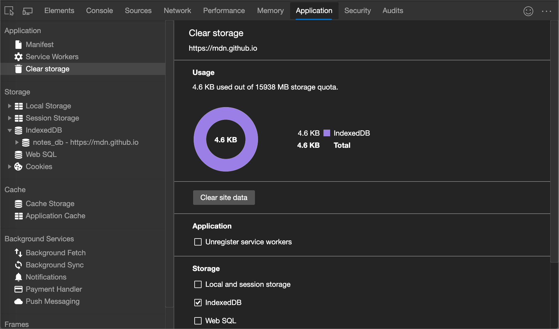 Google chrome indexeddb как очистить