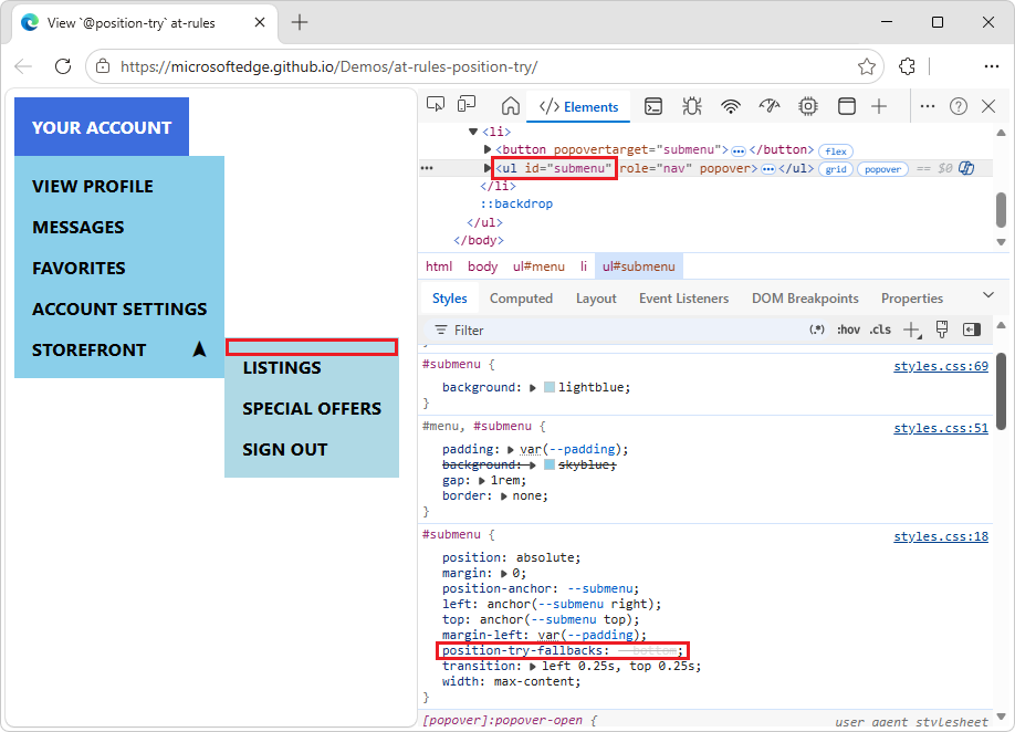 at-position-try at-rule 的 HTML & CSS 的结果