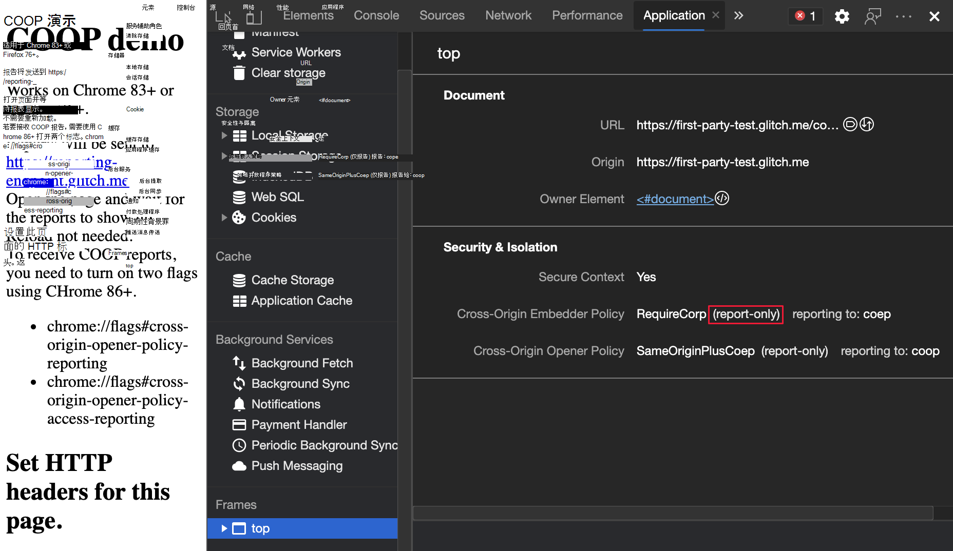 “仅报告”模式标签