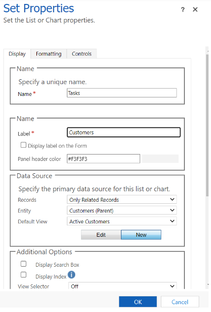 Sceenshot 显示 Tasks 属性设置中更新的属性的示例。