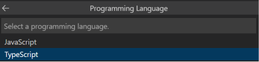  屏幕截图显示了编程语言类型脚本的选择。