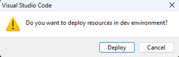 显示选择“在Visual Studio Code下部署”的屏幕截图。