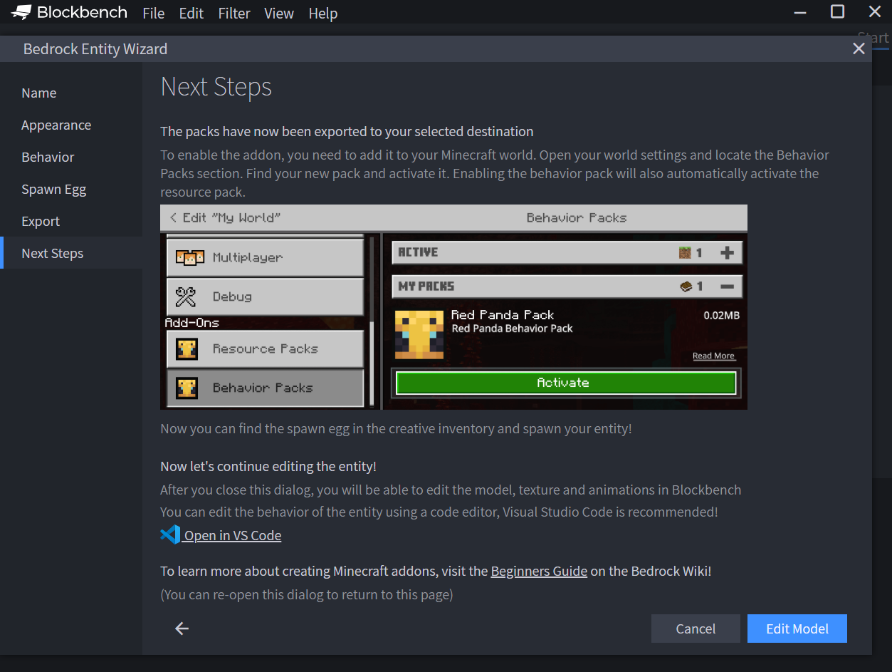 展示《我的世界》实体向导中最后一步中的后续步骤部分的图像