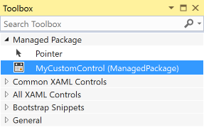An example control as it appear in Visual Studio