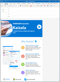 Kaizala 电子邮件模板简介Microsoft屏幕截图。