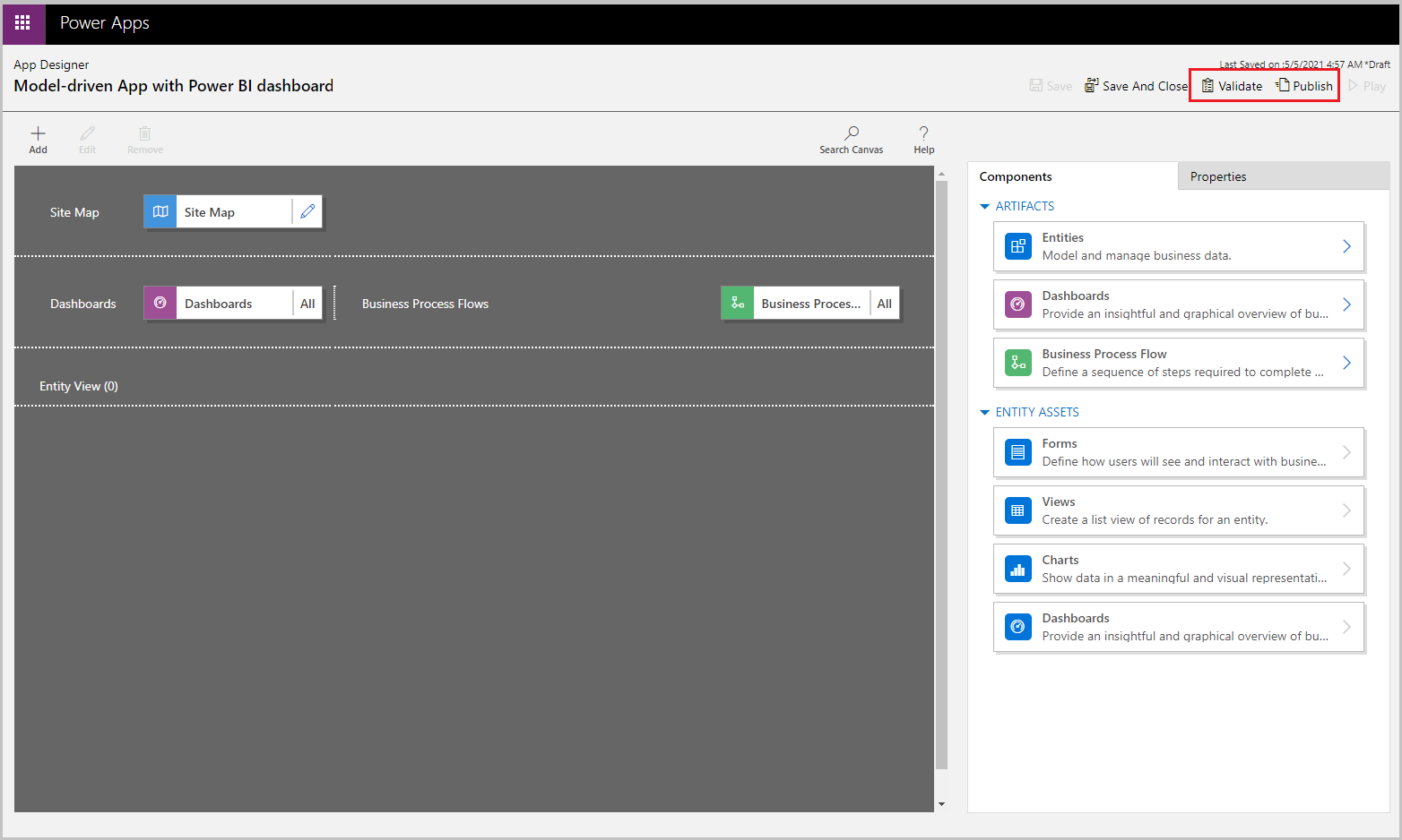 在应用程序设计器上,选择“验证”,然后选择“发布” 在应用程序设计器上,选择“验证”,然后选择“发布”