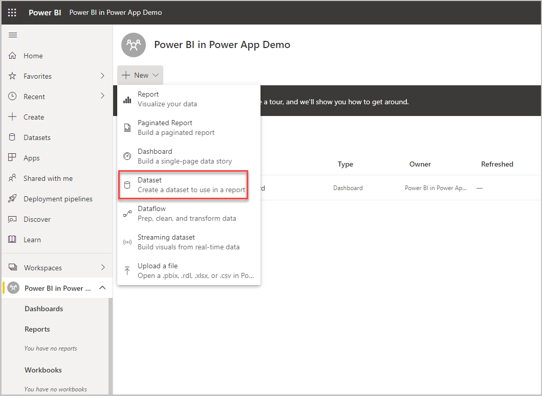 打开工作区并选择“新建”按钮 打开工作区并选择“新建”按钮