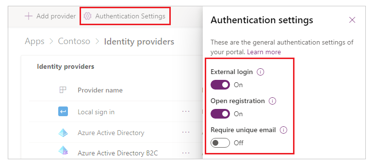 常规身份验证设置 常规身份验证设置。