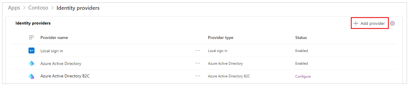 从设置中添加提供者 从设置中添加提供者。