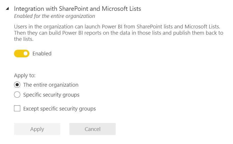 允许与 SharePoint 和 Microsoft Lists 集成。