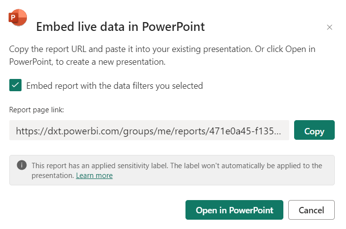 将实时 Power BI 报表页添加到 PowerPoint - Power BI | Microsoft Learn