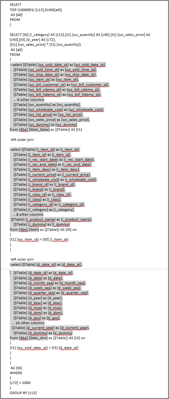 按提供时的原样使用的 SQL 查询的屏幕截图。