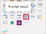 Screenshot of the R script visual control in the Power BI Desktop.