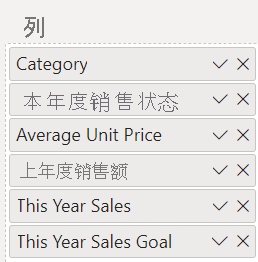 Screenshot that shows the reordered table data fields in the Columns section of the Visualizations pane.