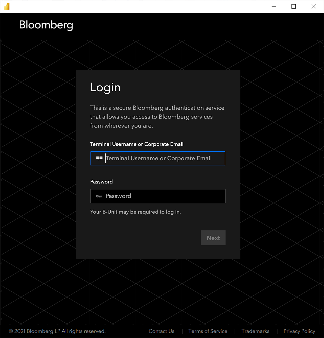 登录 Bloomberg。