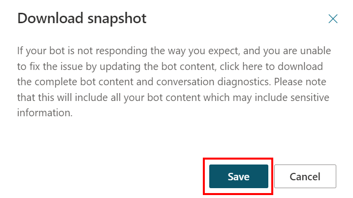 Screenshot of the Save Snapshot window.