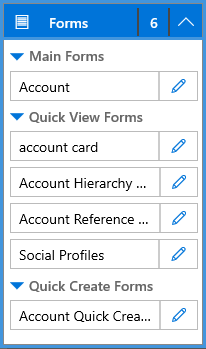 应用程序设计器中已展开的窗体磁贴 应用程序设计器中已展开的窗体磁贴。