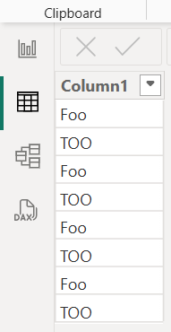 Power BI Desktop 中加载的同一表的屏幕截图，其中每个单词均已规范化。
