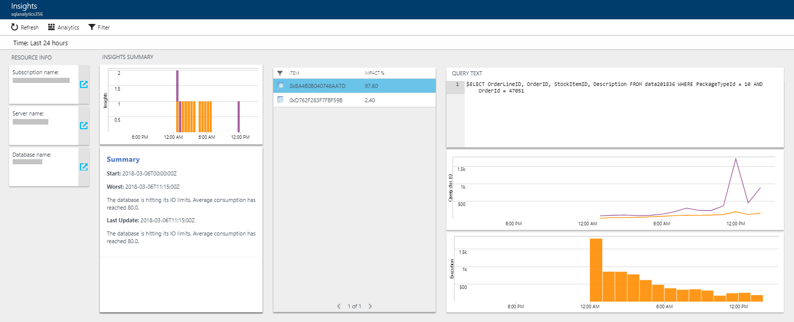 Azure SQL Analytics 见解