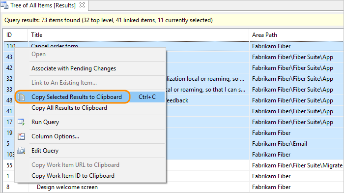 Email selected items from Eclipse query result list