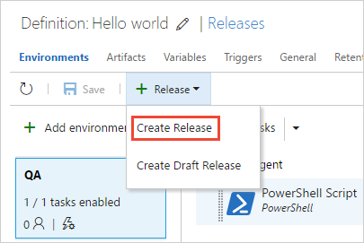 create release - TFS 2017