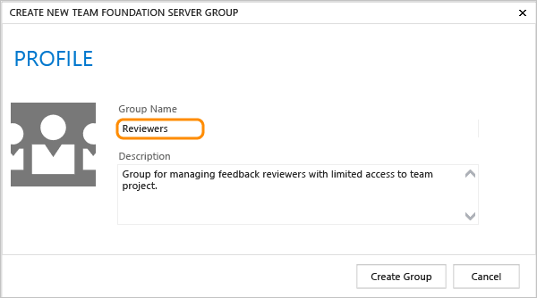 Create the Reviewers TFS group 