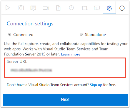 Enter the Azure DevOps URL you want to connect to