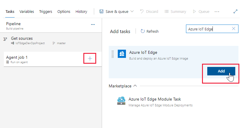 添加 Azure IoT Edge 任务。